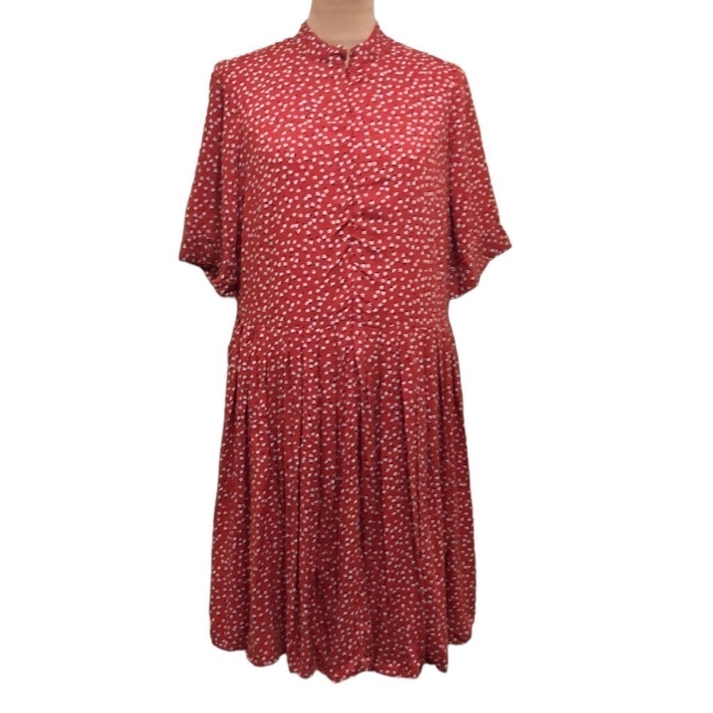 eshakti Red Printed Short Sleeve Midi Dress